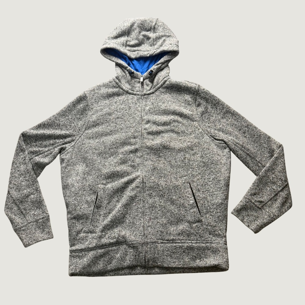 Cape Juby Full Zip Hoodie Large Quilted Lined Marled Knit Sweater Gray Jacket